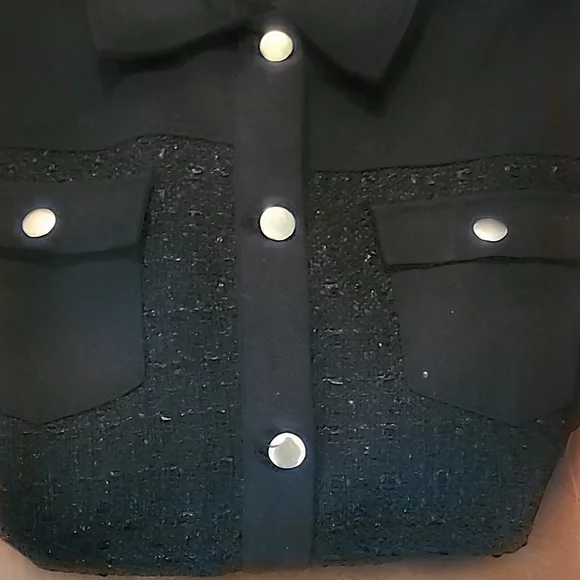 AKA Black Tweed Jacket with Gold Buttons and Green Trim - Picture 4 of 6